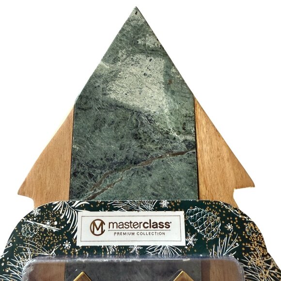 Masterclass Premium Cheese Board Marker Set Christmas Tree Design Wood Marble - Picture 2 of 11